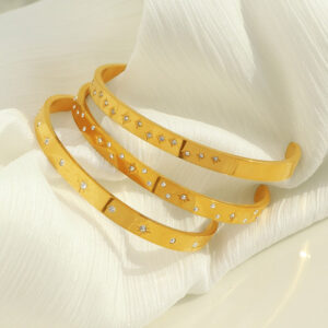 1031f7012f55c8cf16284ed293df7aad Wholesale Retro Style Zircon Set 18K Gold Plated Titanium Steel Bracelet