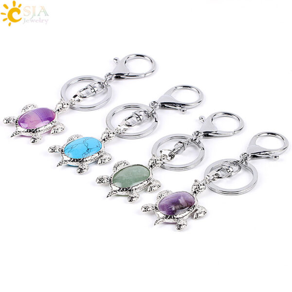 10323817775_950170408 Wholesale Natural Stone Crystal Sea Turtle Keychain