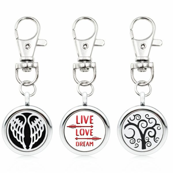 Wholesale Alloy Angel Wings Hollow Aromatherapy Essential Oil Keychain