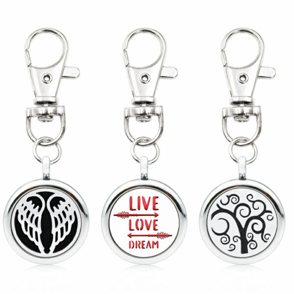 Wholesale Alloy Angel Wings Hollow Aromatherapy Essential Oil Keychain