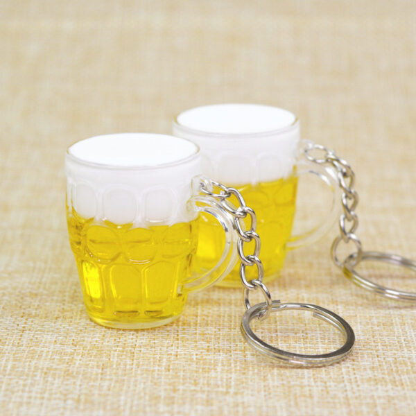 Wholesale Acrylic Imitation Beer Mug Creative Key Chain