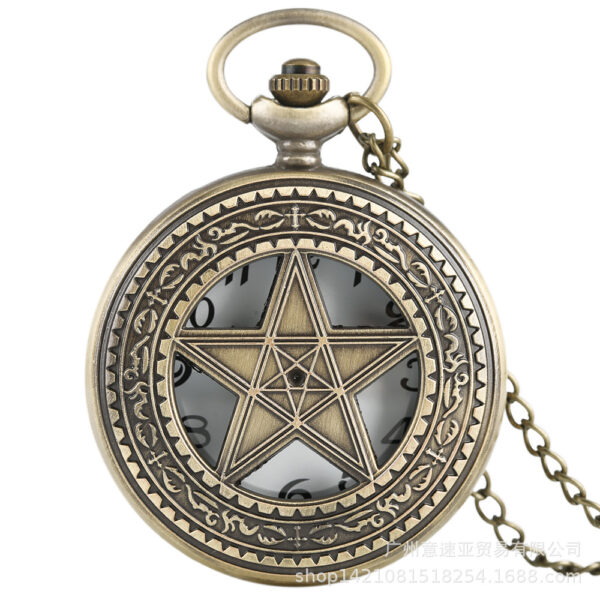 Wholesale Hollow Personalized Hollow Five-pointed Star Bronze Pocket Watch