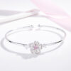 Wholesale Cherry Blossom Pink Crystal Copper Bracelet