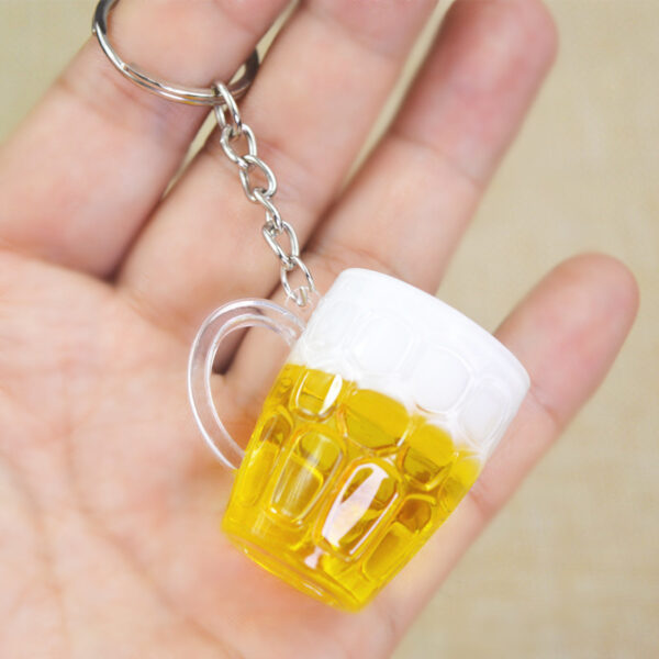 Wholesale Acrylic Imitation Beer Mug Creative Key Chain