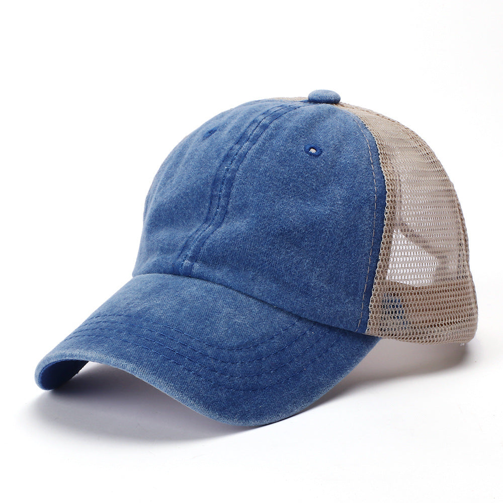 Wholesale Retro Baseball Cap Washed Cotton Solid Color Mesh Cap