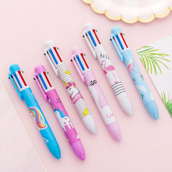 Wholesale Plastic Cartoon Unicorn Flamingo 6 Color Ballpoint Pen