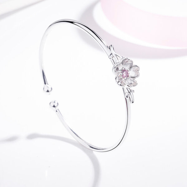 Wholesale Cherry Blossom Pink Crystal Copper Bracelet