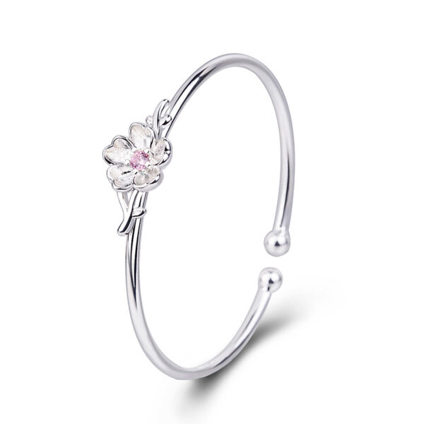 Wholesale Cherry Blossom Pink Crystal Copper Bracelet