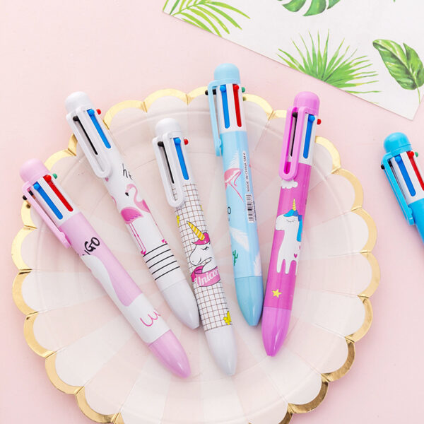 Wholesale Plastic Cartoon Unicorn Flamingo 6 Color Ballpoint Pen