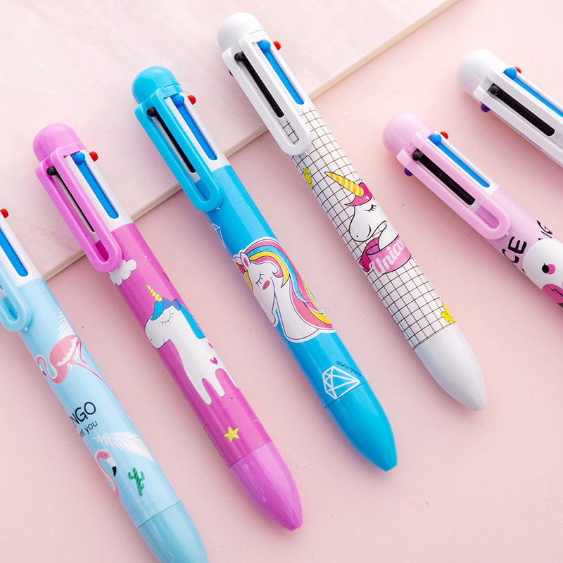 Wholesale Plastic Cartoon Unicorn Flamingo 6 Color Ballint Pen