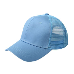 Ponytail baseball net cap cotton-light blue / Adjustable