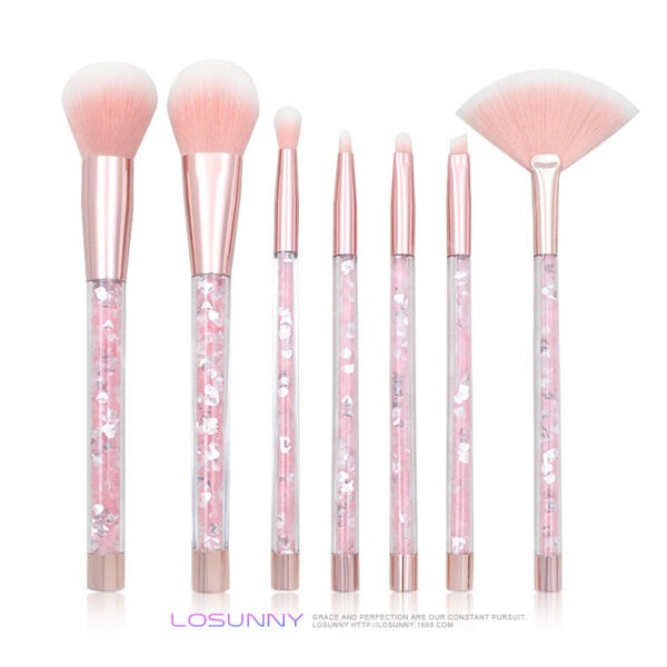 10575529717_1083885393 Wholesale Plastic 7-piece Transparent Crystal Particle Handle Makeup Brush Set