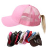 10580752524_1101268015-1 Wholesale Mesh Cotton Back Opening Solid Color Ponytail Baseball Cap