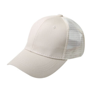 Ponytail baseball net cap cotton-beige / Adjustable