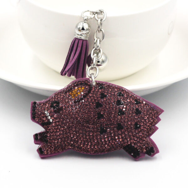 Wholesale Velvet Inlaid Diamond Wild Boar Keychains