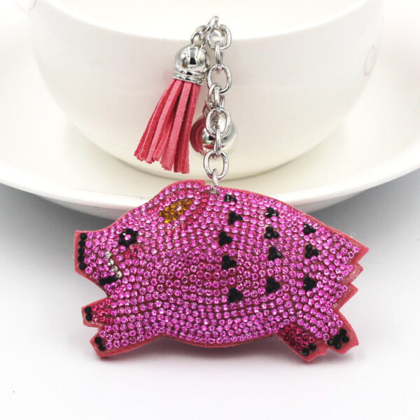 Wholesale Velvet Inlaid Diamond Wild Boar Keychains