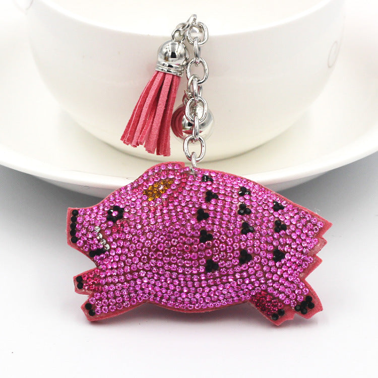 Wholesale Veet Inlaid Diamond Wild Boar Keychains