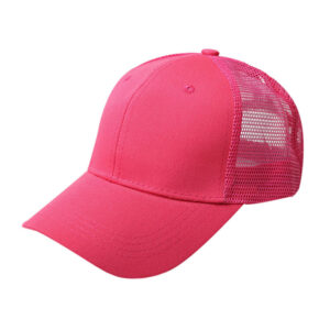 Ponytail baseball net cap cotton-Rose Red / Adjustable