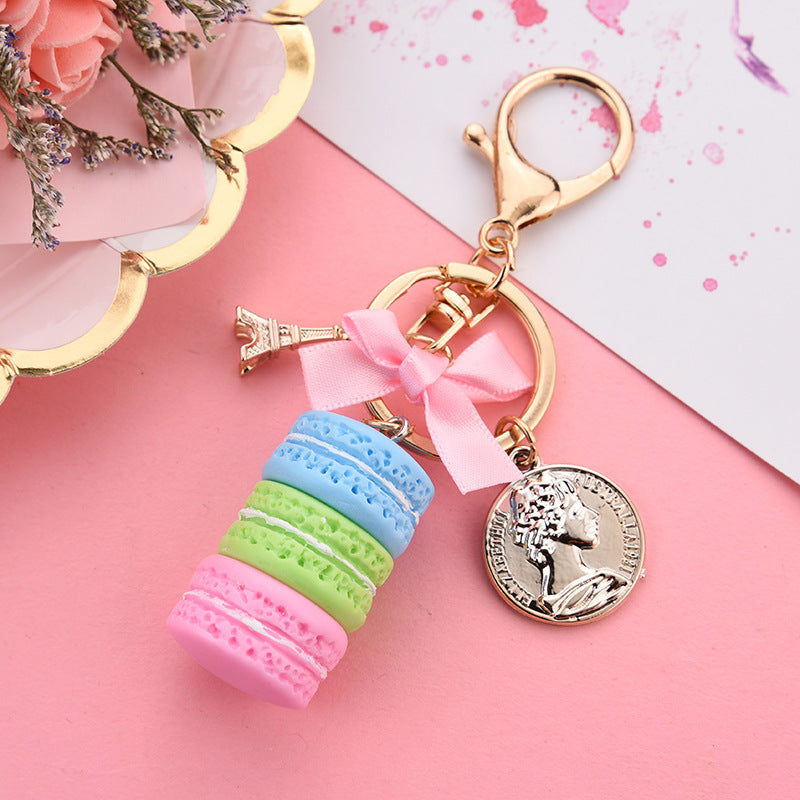 Wholesale Three Layer Macaron Cake Keychain Bow lymer Clay Keychain