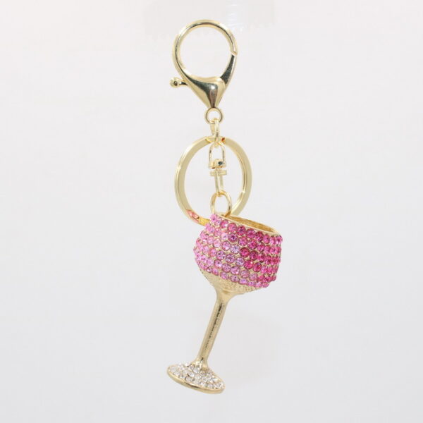 10617663913_173885876 Wholesale Wine Glass Alloy Diamond Metal Keychain