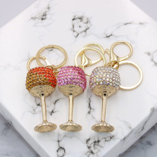 10673009768_173885876 Wholesale Wine Glass Alloy Diamond Metal Keychain