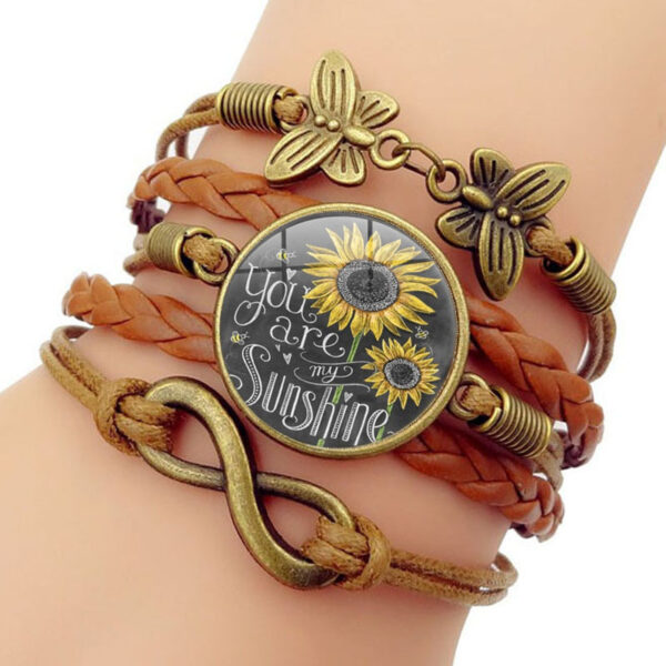 Wholesale You Are My Sunshine Quotes Time Gemstones Vintage Butterfly 8 Character Combo Alloy Bracelet