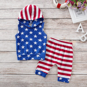Wholesale Boys American Flag Tracksuit Polyester Baby Clothes
