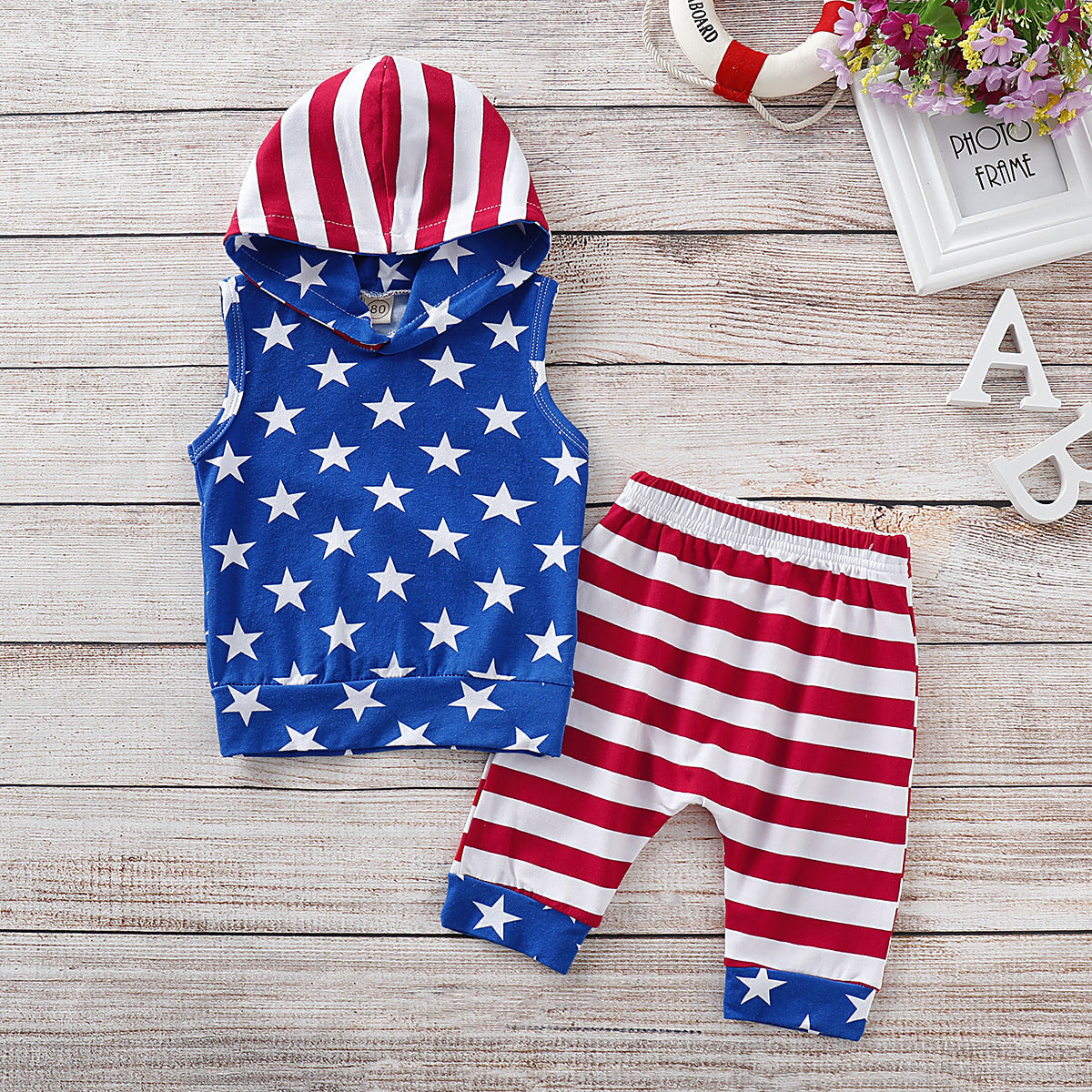 Wholesale Boys American Flag Tracksuit lyester Baby Clothes
