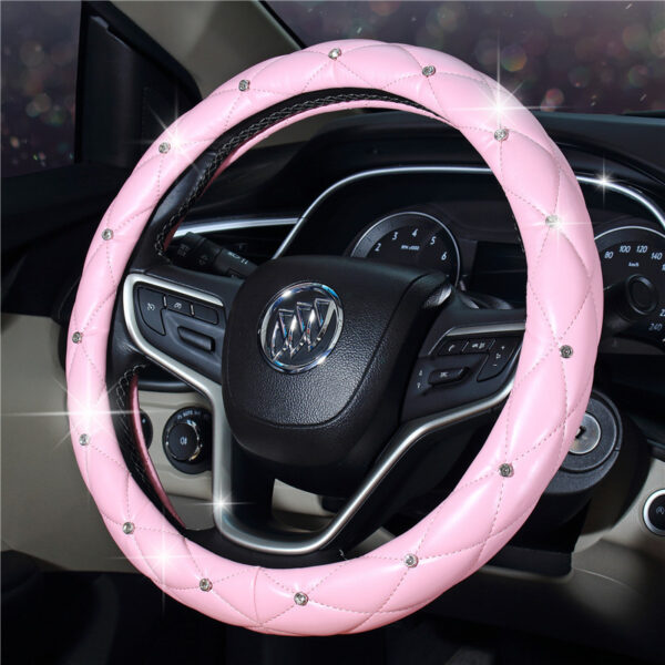 Wholesale Faux Leather Diamond Car Steering Wheel Cover