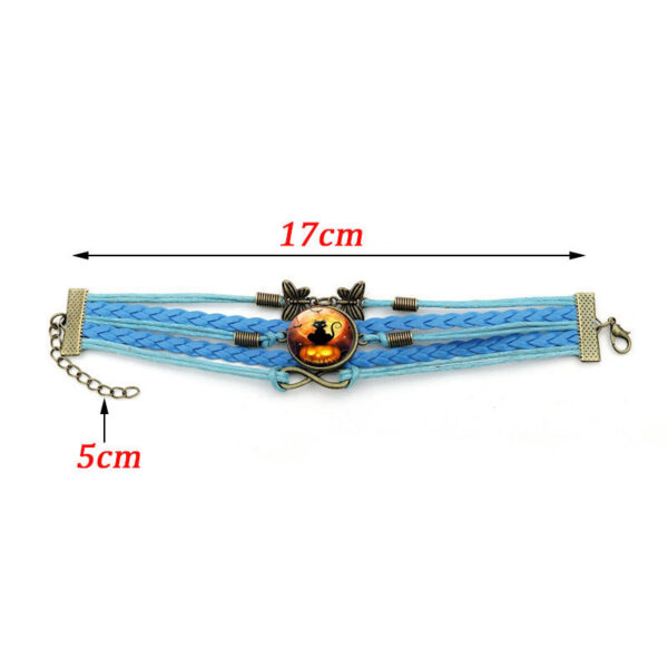 Wholesale of New Halloween Black Cat Time Gemstone Butterfly 8-character Alloy Bracelet