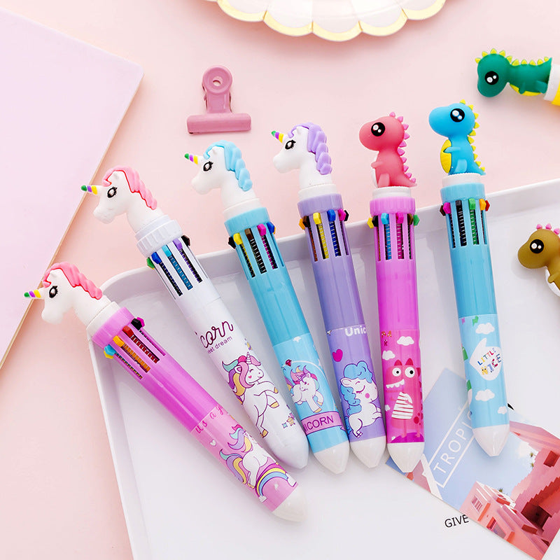 Wholesale Plastic Cute Hiptamus Dinosaur 10 Color Ballint Pen