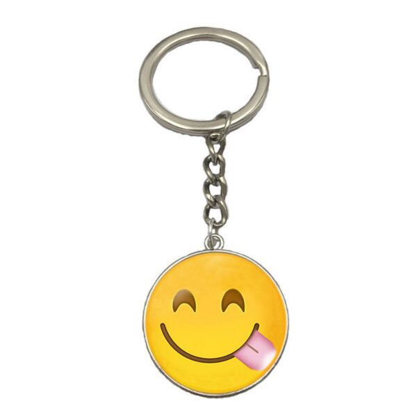 Wholesale Emoji Smiling Face 25MM Time Gemstone Alloy Keychain