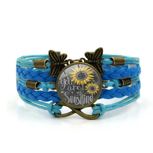Wholesale You Are My Sunshine Quotes Time Gemstones Vintage Butterfly 8 Character Combo Alloy Bracelet