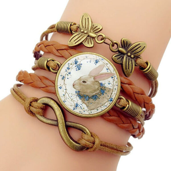Wholesale Easter Rabbit Time Gemstone Butterfly 8-character Combination Alloy Bracelet