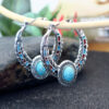 Wholesale Turquoise Eagle Feather Metal Earrings