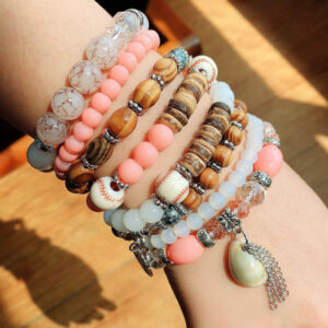 Wholesale Color Matching Shell Elastic Cord Multi Layer Beaded Bracelet