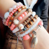 10766577185_108287258 Wholesale Color Matching Shell Elastic Cord Multi Layer Beaded Bracelet