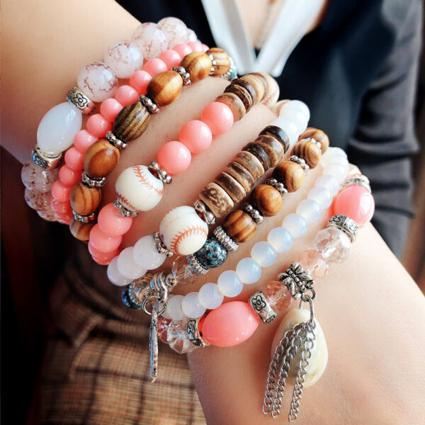 10766577185_108287258 Wholesale Color Matching Shell Elastic Cord Multi Layer Beaded Bracelet