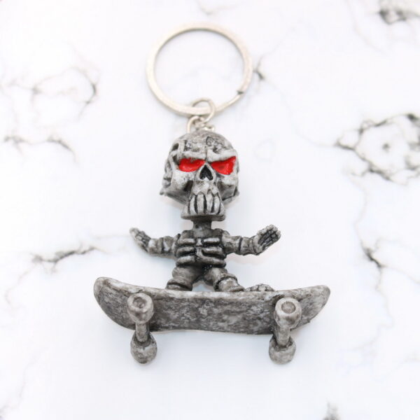 Wholesale Rubber Skateboard Skull Keychain