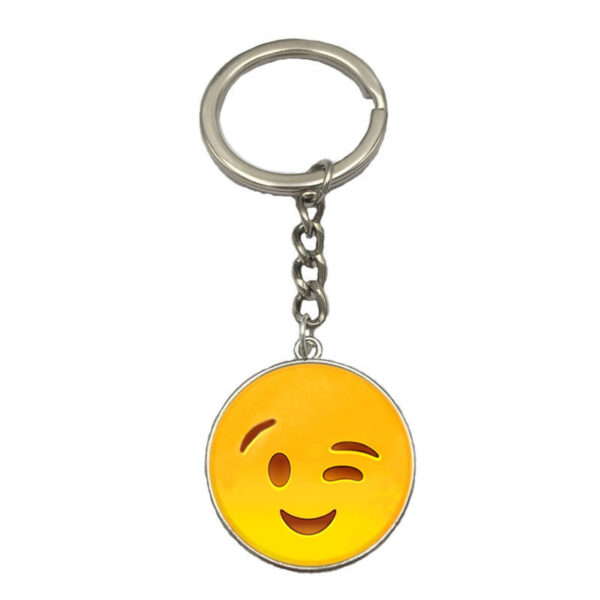 Wholesale Emoji Smiling Face 25MM Time Gemstone Alloy Keychain