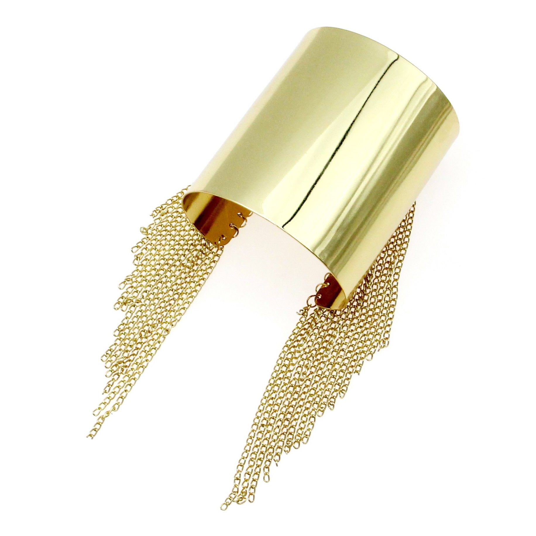 Wholesale Exaerated Open Tassel Large Glossy Gold Bracelet