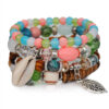 10823039604_108287258 Wholesale Color Matching Shell Elastic Cord Multi Layer Beaded Bracelet