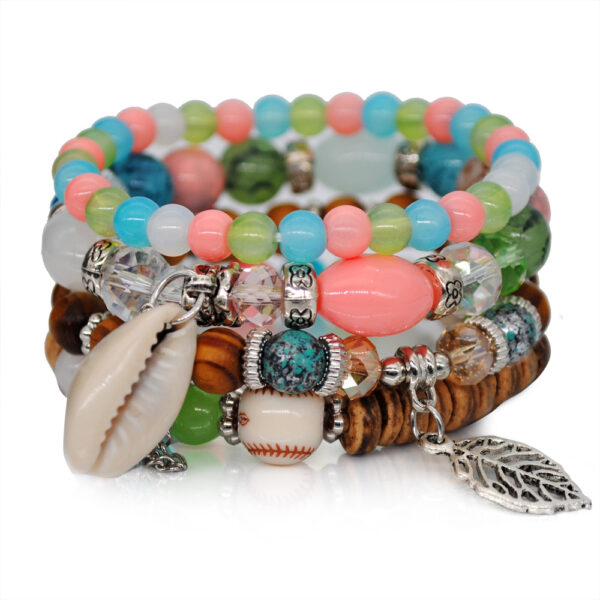 10823039604_108287258 Wholesale Color Matching Shell Elastic Cord Multi Layer Beaded Bracelet