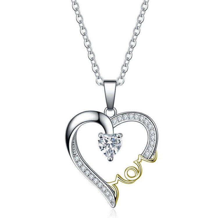 Wholesale Mother's Day Mom Color-separated Heart-shaped Necklace