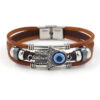 Wholesale Devil Eye Beads Stainless Steel Leather Bracelets