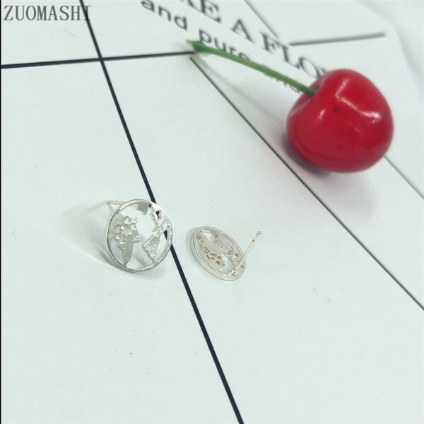 10865071470_948639735 Wholesale World Map Alloy Ear Studs