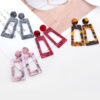 Wholesale Leopard Print Exaggerated Acetate Acrylic Strip Square T-shaped Earrings