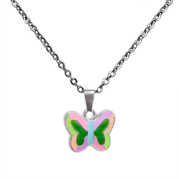 Wholesale Fluorescent Luminous Butterfly Heart Peace Pendant Temperature Sensitive Color Changing Necklaces