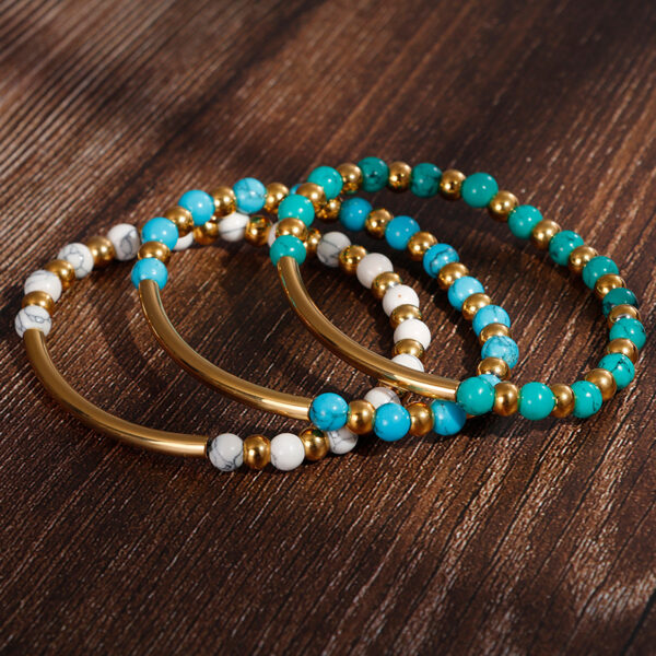 Wholesale Multicolor Turquoise Beads Stainless Steel Bracelet