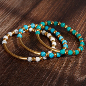 Wholesale Multicolor Turquoise Beads Stainless Steel Bracelet